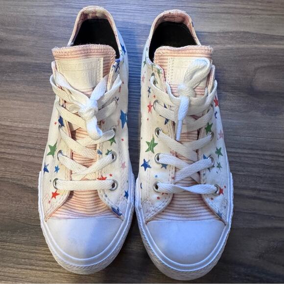 Converse All Star Chuck Taylor Low Tops X Noe & Zoe Berlin White Pink Stars tie - Picture 1 of 10